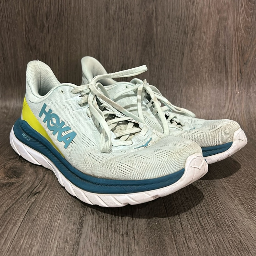 Hoka Mach 4 Mens Running Shoes Size 9.5 D Blue Glass